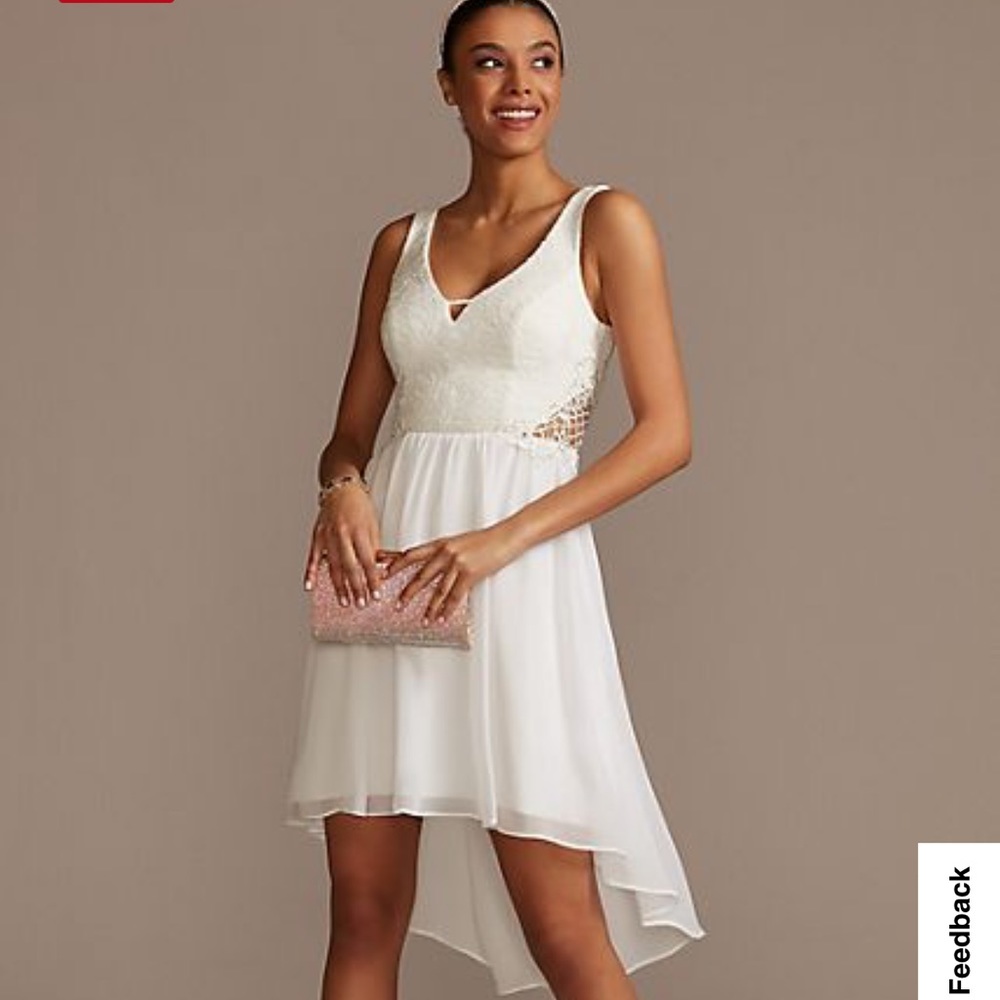 David’s Bridal little white reception dress